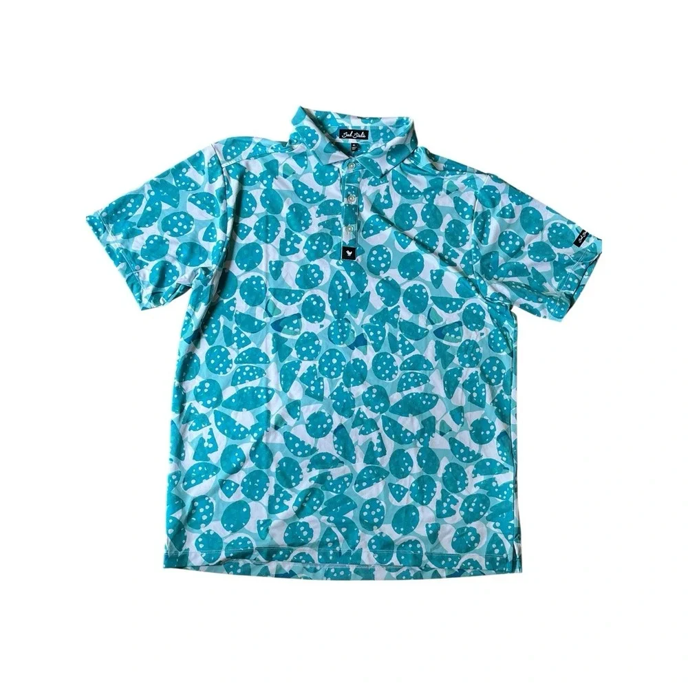 Bad Birdie Bam Bam Golf‎ Polo Shirt Blue Teal Green Sizes XL